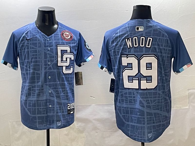 Men Washington Nationals #29 Wood Blue Joint Name 2025 Nike MLB Jersey style 6->seattle mariners->MLB Jersey